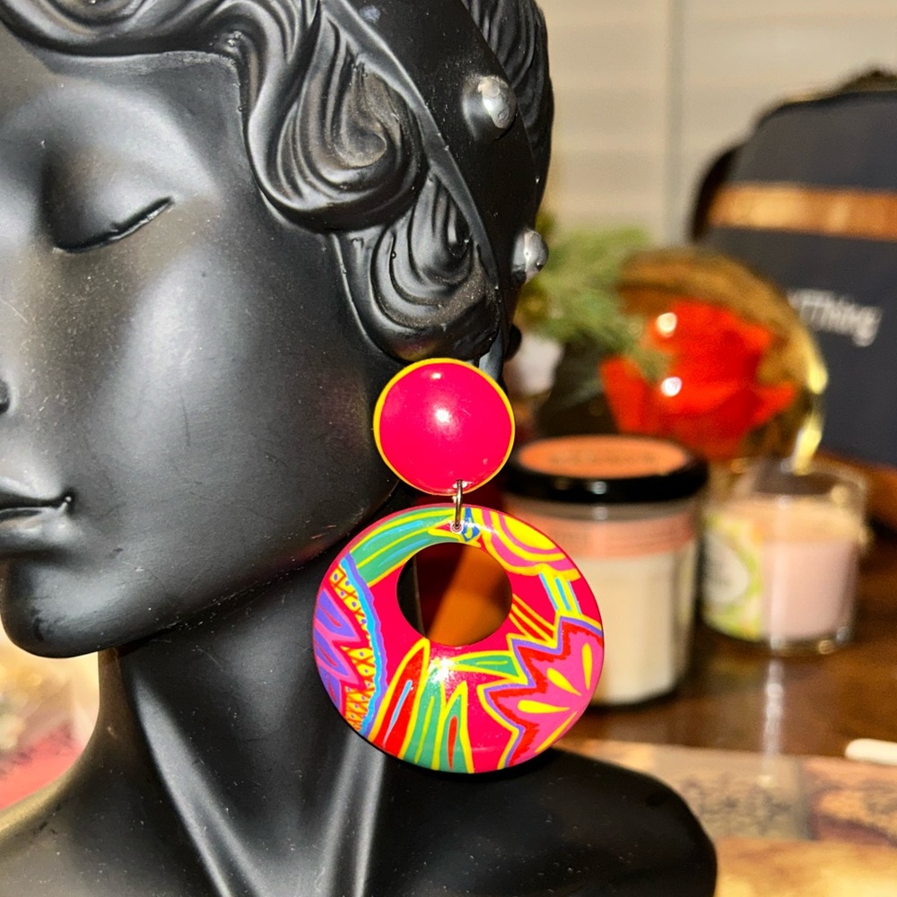 Vintage colorful abstract earrings